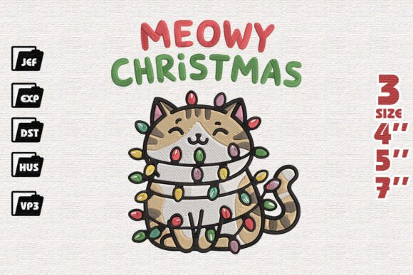 Kitten Holidays, Cute Cat Christmas Embroidery
